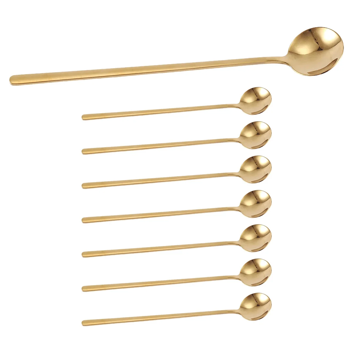 

8PCS 6.7 Inches Coffee Spoons, Stirring Spoons, Tea Spoons Long Handle, Gold Teaspoons, Gold Spoons, Ice Tea Spoons