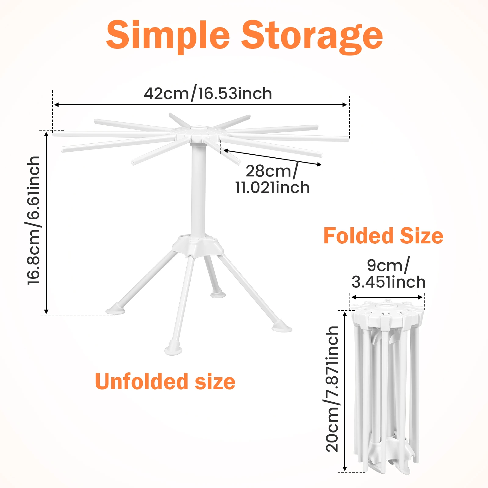 Pasta Drying Rack Foldable With 10 Arms Portable For Home Kitchen