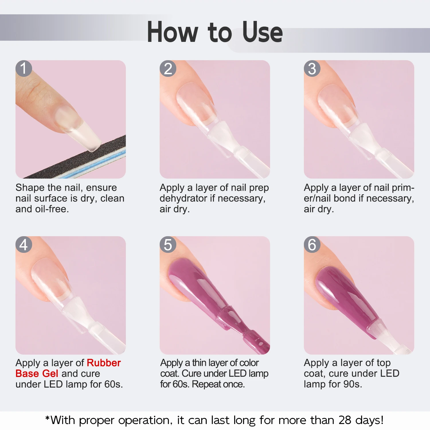 7ml Rubber Base Coat, High Adhesion Soak Off Base Gel Nail Polish, Long Lasting for Salon Quality Women Manicure Nail Art Design