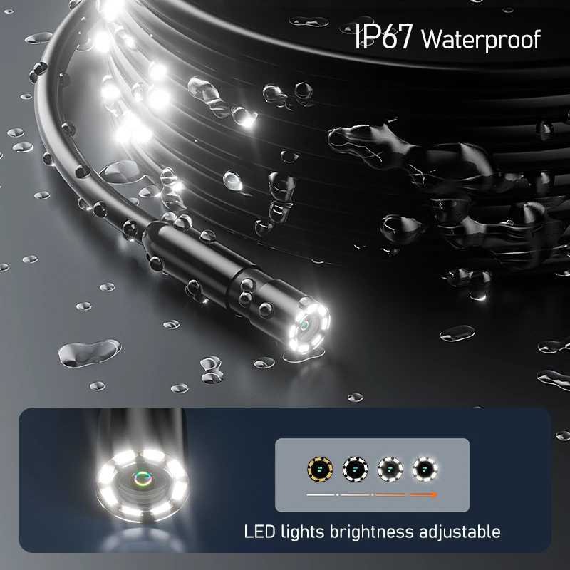 1-30m 4.3인치 IPS 산업용 내시경 카메라 8mm 1080P HD IP67 방수 보어스코프 검사 카메라 배관 자동차 하수구용