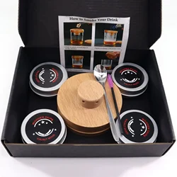 Deluxe Wooden Cocktail Smoker Kit for Drinks and Bar Accessories (Big lid)