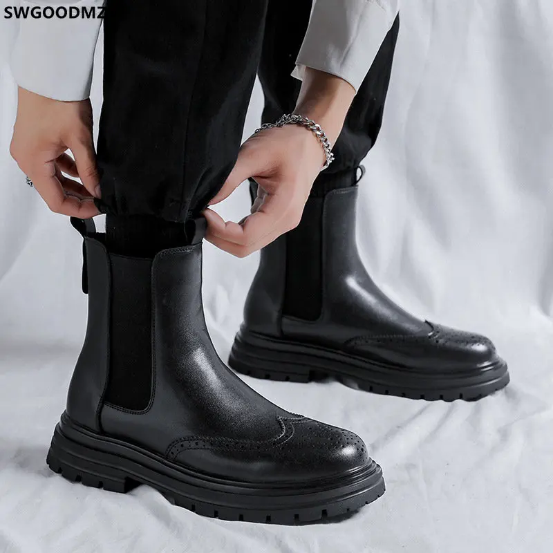 

Ankle Boots for Men Leather Shoes for Men Chelsea Boots Stivali Casuales Platform Boots Casual Shoes for Men кроссовки мужские