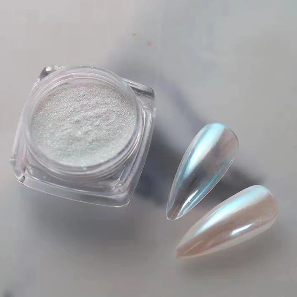 1Box White Chrome Nail Powder Glazed Donut Pearl Shimmer Mirror Effect Nail Powder DIY Bridal Wedding Art Senior Pigment nail powder