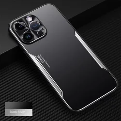 Luxury Aluminum Alloy Shockproof Back Case with Metal Lens Protection - iPhone 15 Plus (Silver)