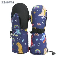 2024 New Children's Ski Mittens Cartoon Dinosaur Printed Waterproof Non-slip Gloves Outdoor Plus Velvet Padded Warm Mittens 1-7T 4
