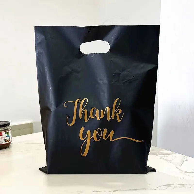 

100pcs Thank You Merchandise Bags Plastic Gift Bags With Handle for Small Business Birthday Party Favor Bags Shopping Bags