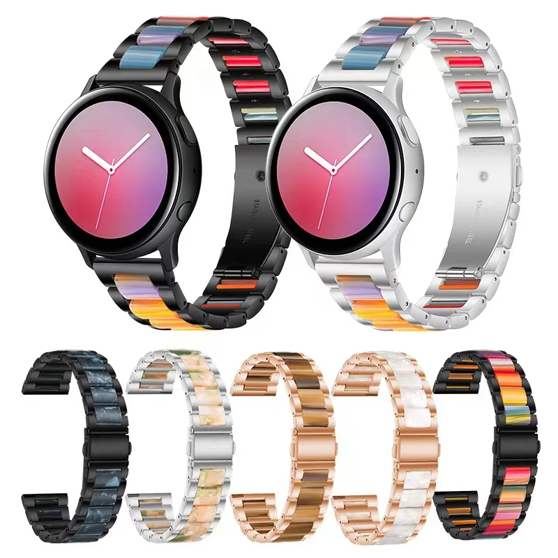 

20mm/22mm Metal+Resin strap For samsung Galaxy Watch 3/Active 2/Huawei Watch 42mm Luxury Bracelet Wristband for Amazfit GTR Bip