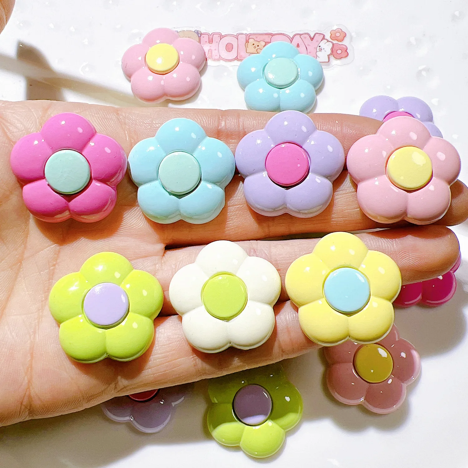 

10Pcs Cute Cartoon Resin Flowers Patch Flatback Garment Jewelry Making Stationery Case Decor DIY Hair Accessory Craft Materials