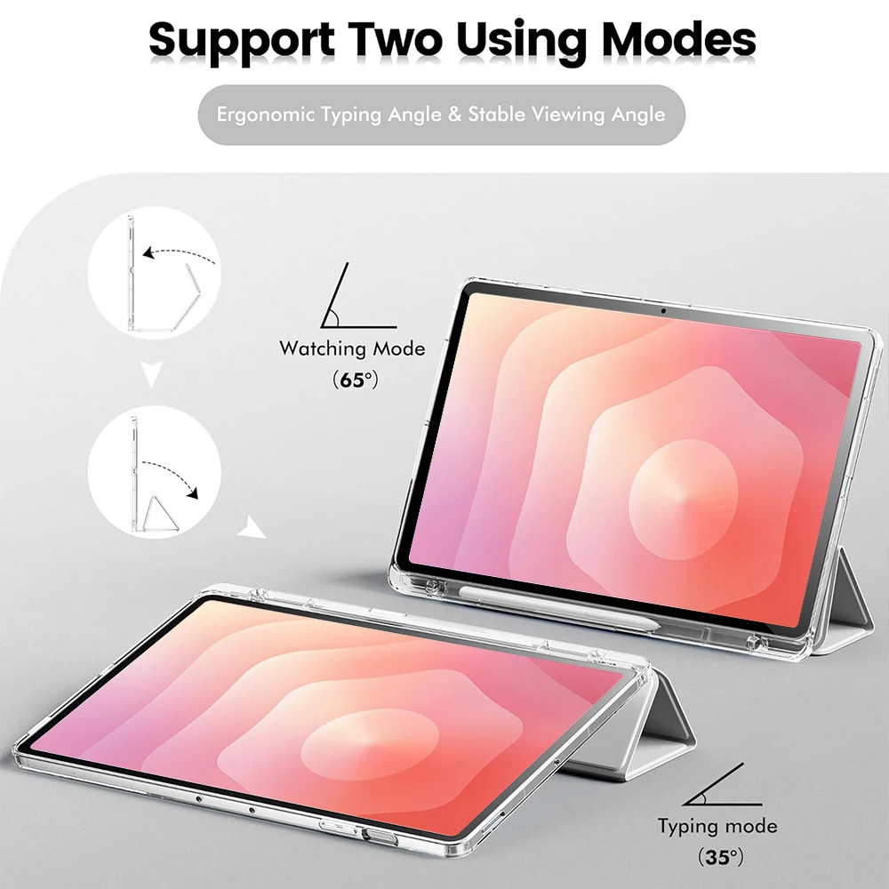 Slim & Lightweight TPU Hybrid Tablet Case with Clear Transparent Back and Auto Wake/Sleep