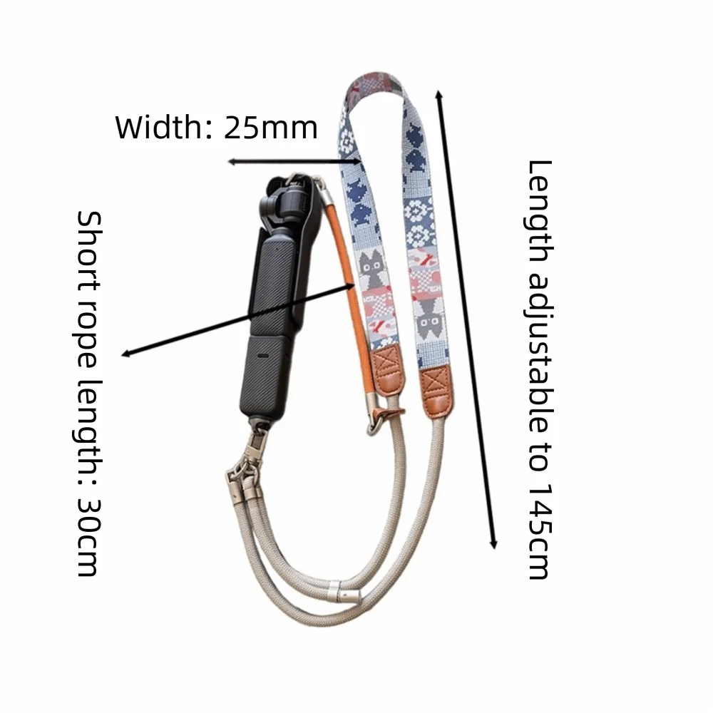 3-in-1 멀티 웨어 카메라 숄더 스트랩 길이 조절 가능 낙하 방지 안전 잠금 크로스바디 랜야드 (DJI 오즈모 포켓3용)