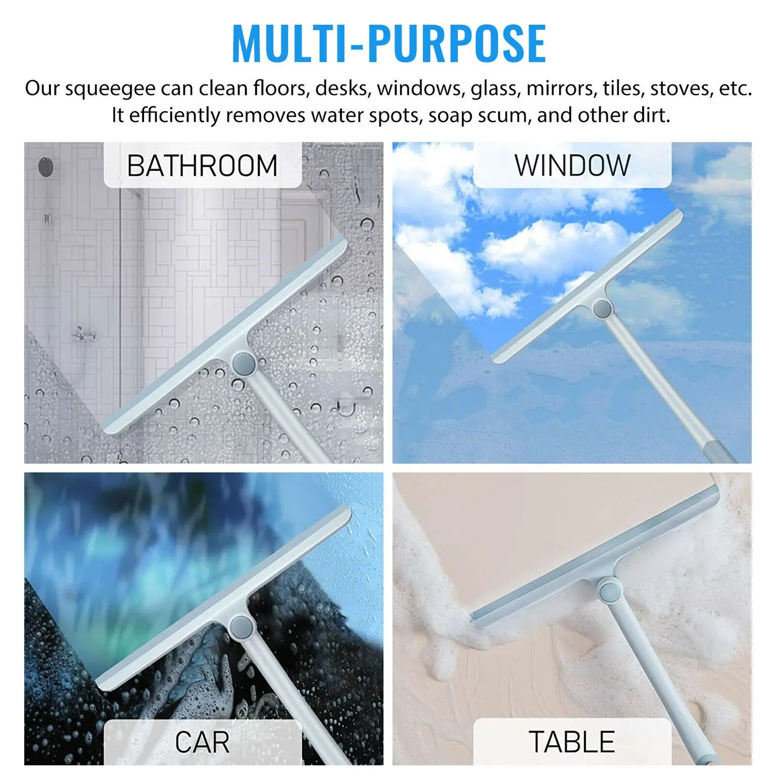 Glass Window Scraper Soap Cleaner Squeegee Home Shower Bathroom Mirror Car Blade Brush Window Wiper Cleaning Brush Tool
