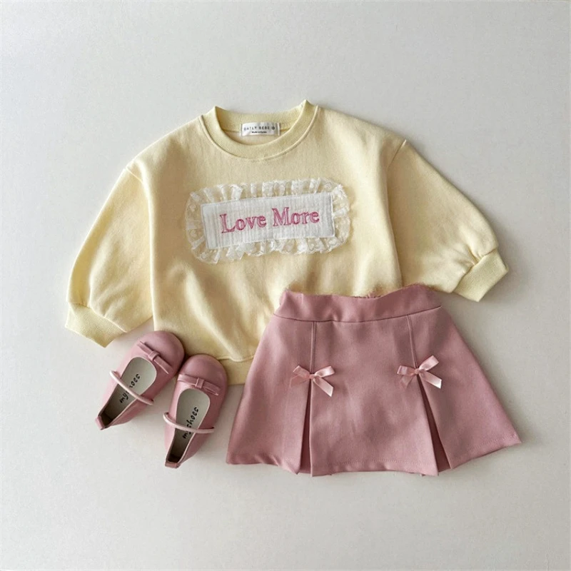 여아용 귀여운 코튼 플리츠 활, 단색, 패셔너블하고 다용도 플리츠 스커트, 한국판, 용수철 가을