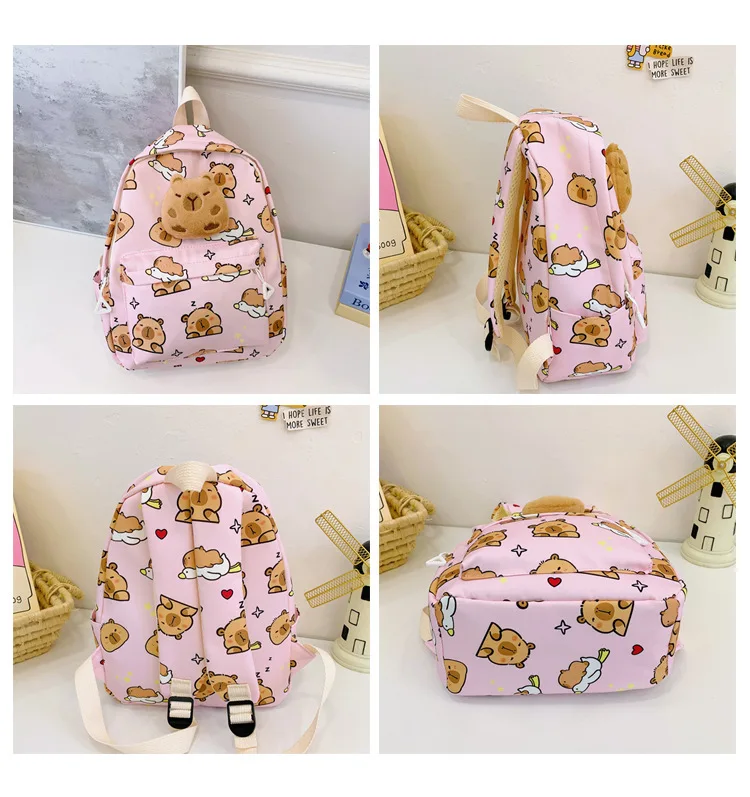 Cute Cartoon Capybara Backpack Plush Large Capacity School Bags Simple Pattern Book Bag Kawaii GirlSchool Backpack Mochila Mujer