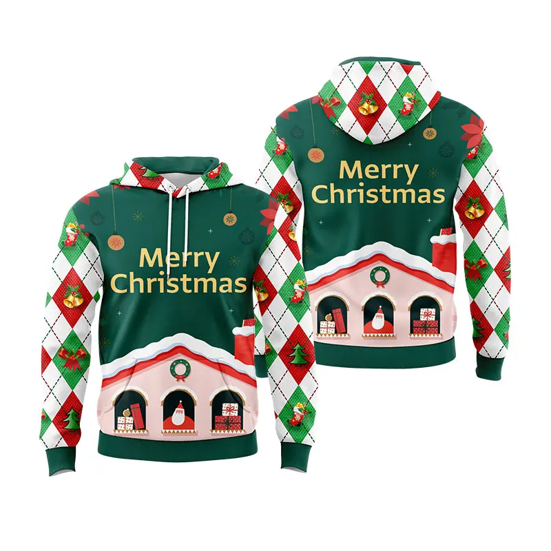 thumbnail image 1 of Sudadera con capucha navideña con estampado completo para hombres y mujeres, sudadera con capucha con gráfico de Papá Noel, sudaderas holgadas de gran tamaño, ropa para hombres, 1 of 5