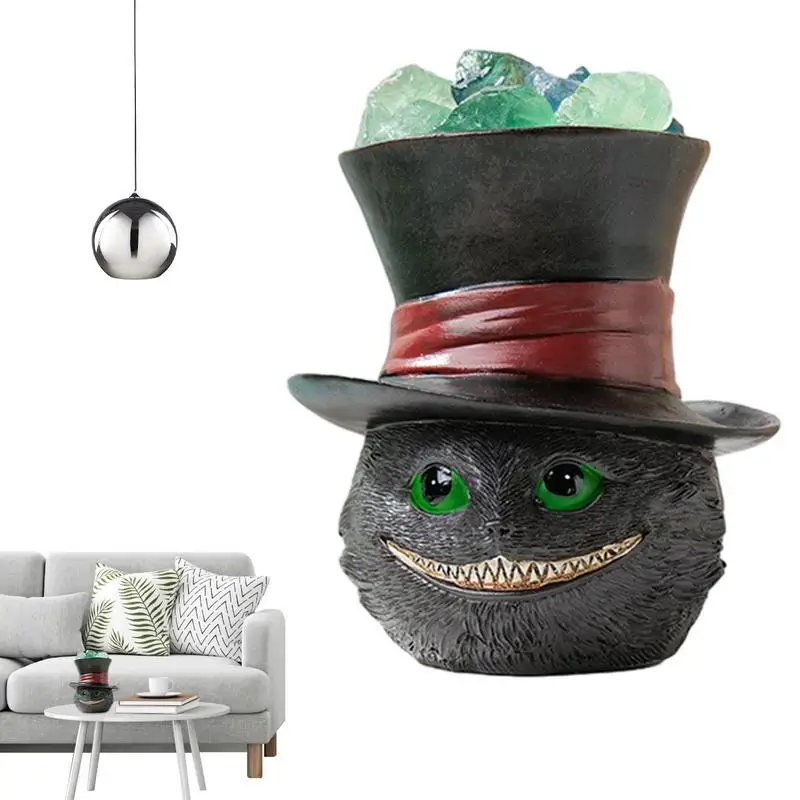 

Halloween Night Lamp Fluorite Stone Black Cat Night Light Oil Diffuser Portable Light Up Lantern Party Decor Halloween Lantern