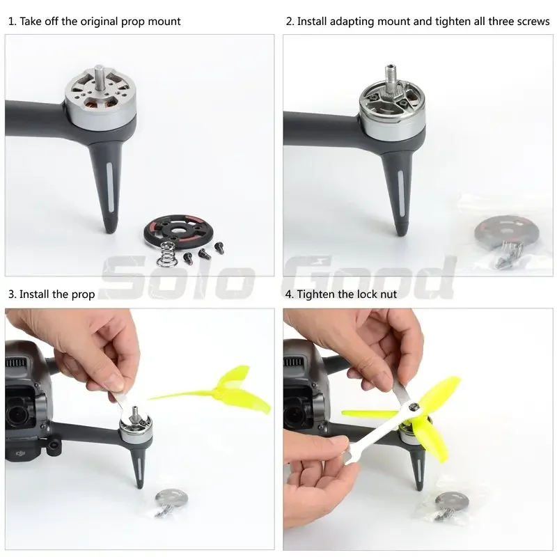 Adaptateur Hélice DJI FPV M5 4pcs Titanium - GOFLY-RC