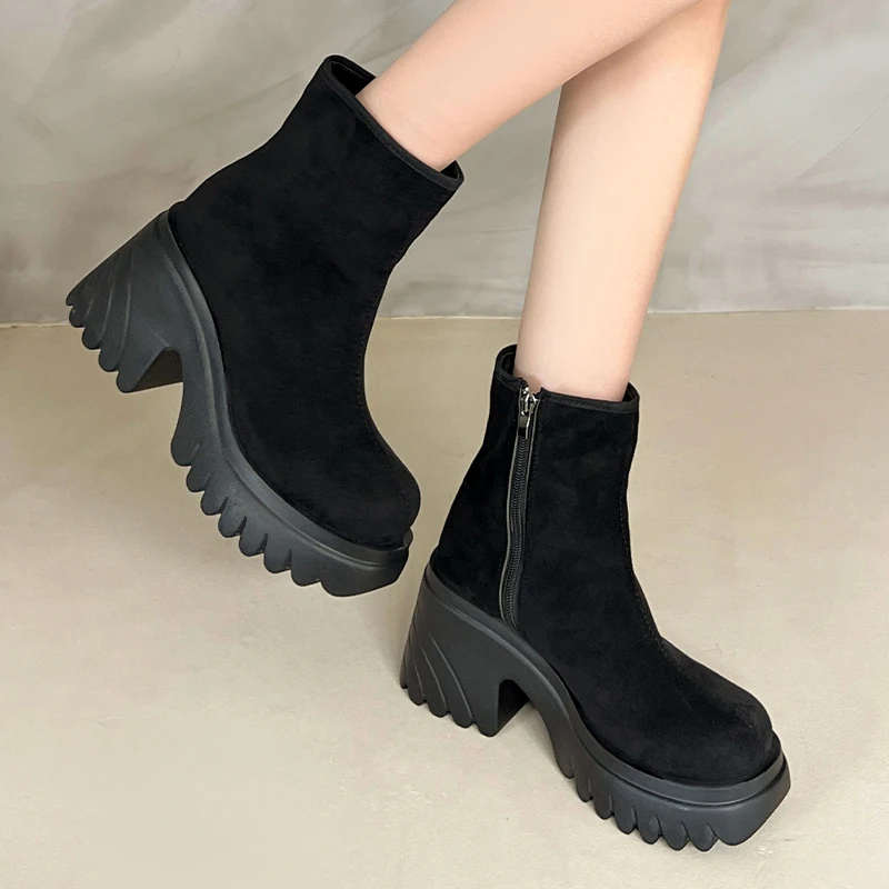 High Heels Women Ankle Boots Chunky Fashion Winter Shoes Dress New Luxury Pumps 2025 Casual Goth Chelsea Botas De Mujer Zapatos