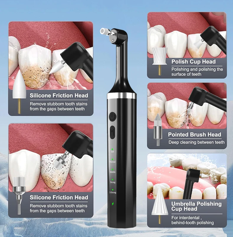 Description Picture 6 of itemTooth Polisher Teeth Cleaning with 5 Cleaning Modes Removes Tartar and Dental Calculus Electric Tartar Polishing Kit Tooth Clean