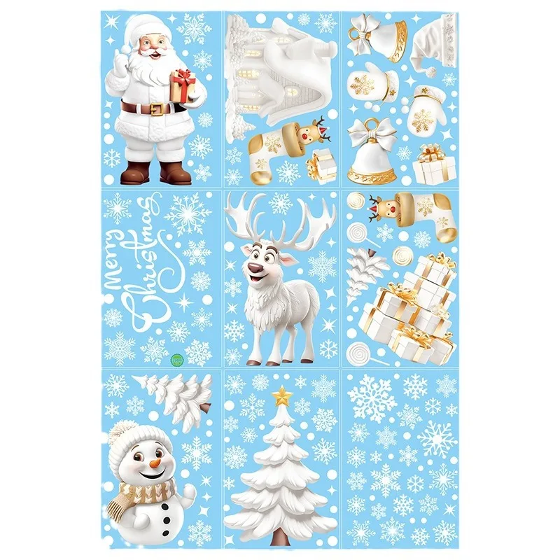 New 3D Visual Effect Santa Claus Window Cling Sticker Creative Removable Static Cling Decal for Holiday Home & Office Decor
