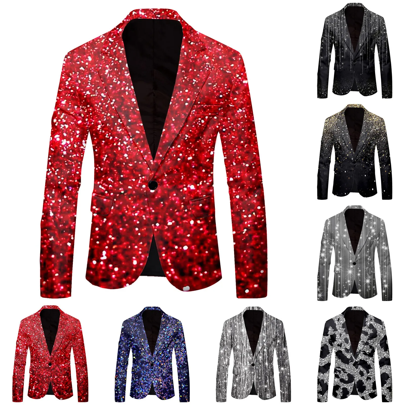 Shiny 3d Printed Blazer Jacket For Men Night Club Graduation Men Suit Blazer Homme Costume Stage Wear Jacket Pocket  Business