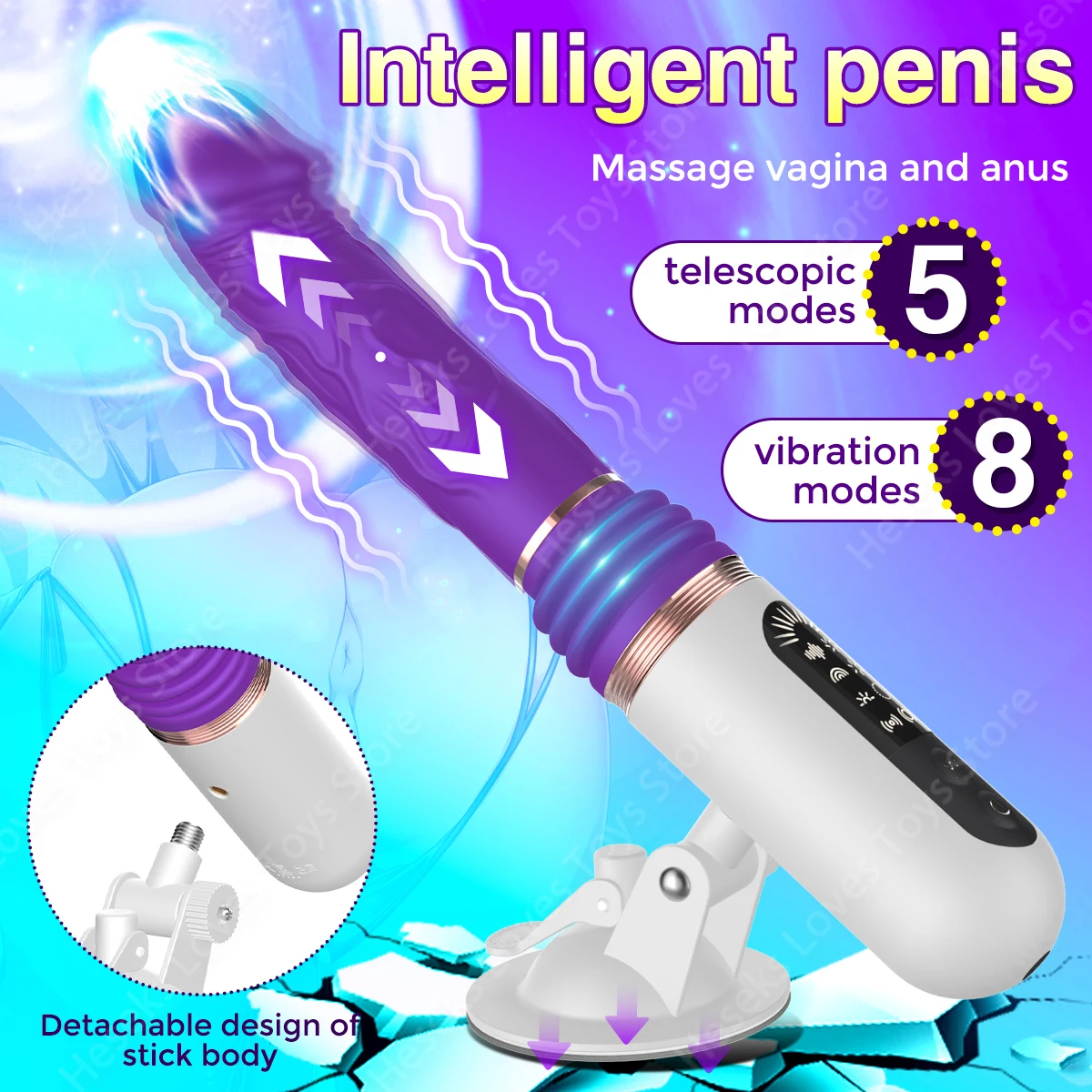 Automatic Thrusting Dildo Penetration Telescopic Vibrator for Women G-Spot Anal Masturbator Sex Machine with Suction Cup