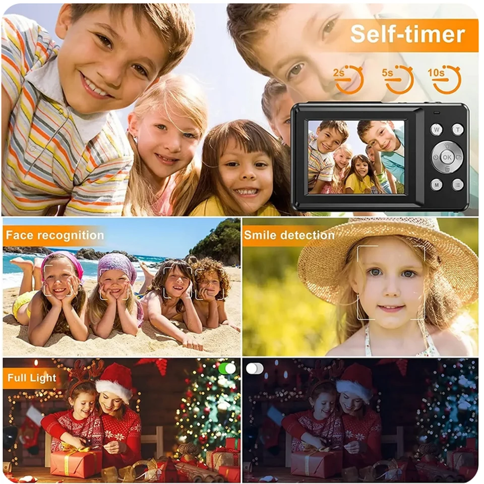 子供用デジタルカメラ,fhd 1080p 44mp,16倍ズーム,防振,防水