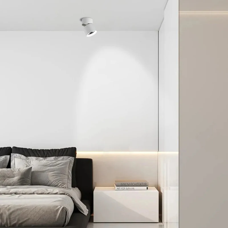 Full Spectrum Surface Mounted Downlight Spotlights with Adjustable Angle Without Punching Bedroom Ceiling Corridor Small Lights