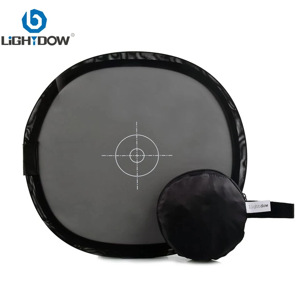 Lightdow 12 인치 30cm 18% 접이식 그레이 카드 반사경 화이트 밸런스 더블 페이스 포커싱 보드 (캐리 백 포함)
