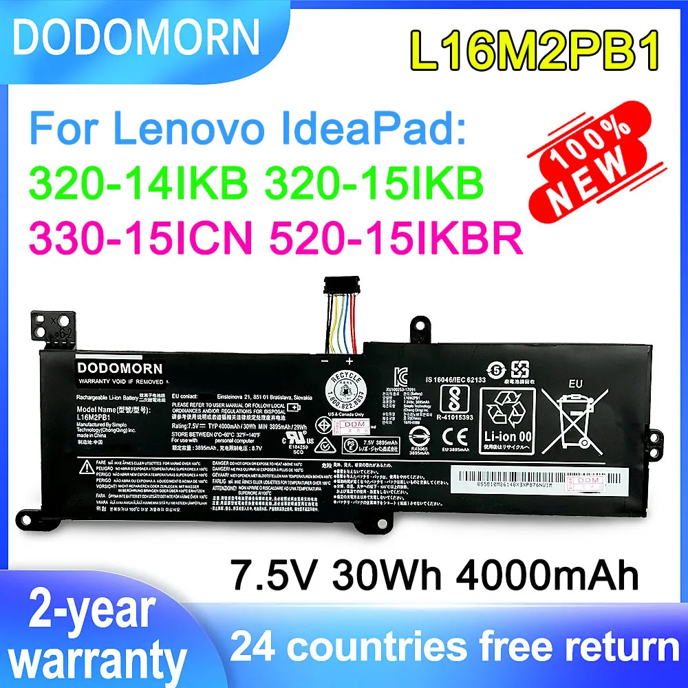 Dodomorn-bateria do Portátil para Lenovo Ideapad L16m2pb1 L16c2pb1 L16c2pb2 L16s2pb2 L16s2pb2 L16s2pb2 L16s2pb2 Bateria do Portátil