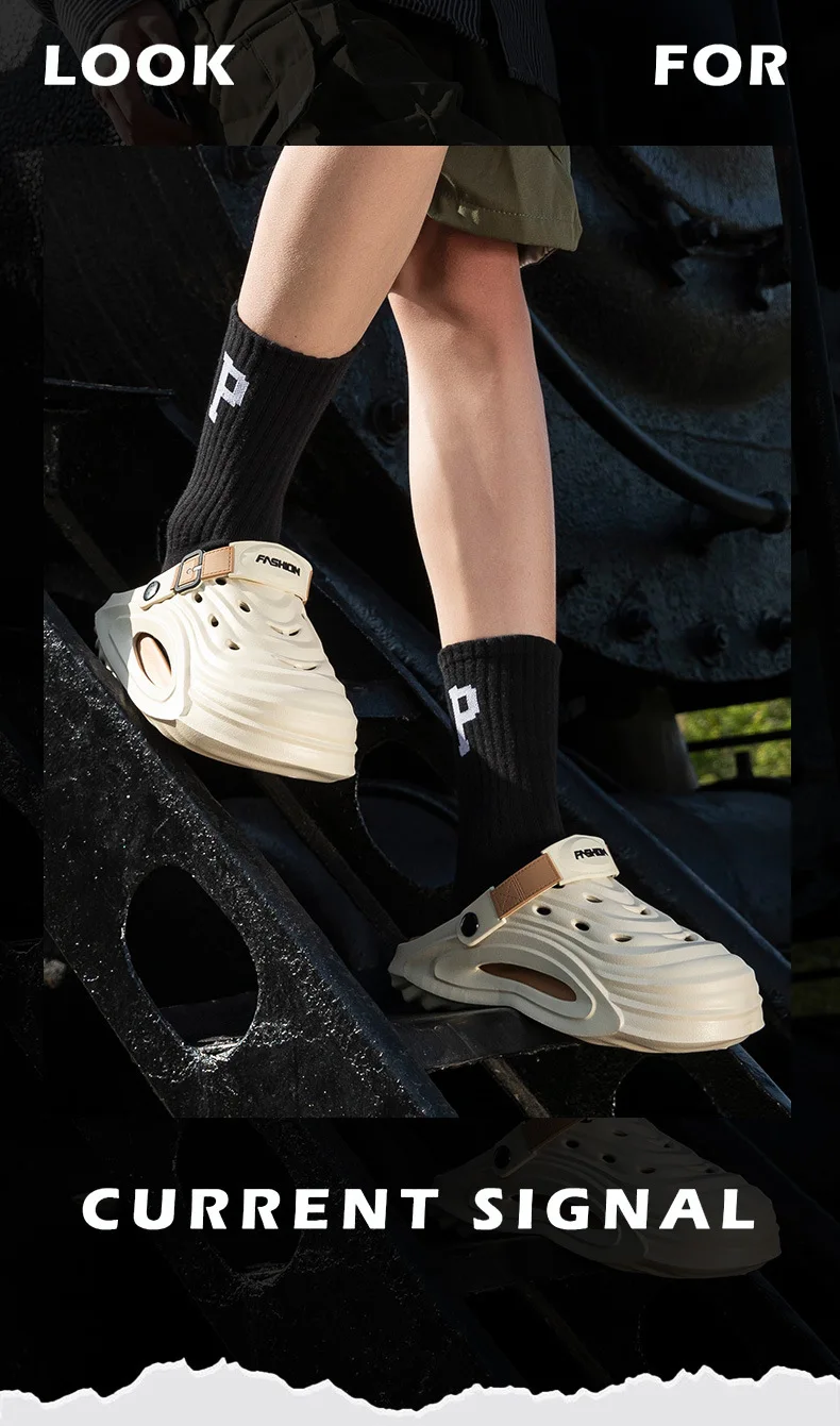 Comwarm Men's EVA Platform Slides, Soft Comfortable Summer Beach Sandals With Holes_voghion.com