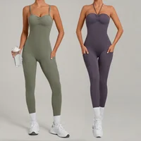 Women's Multi Wearing Method Sports Yoga Jumpsuit Backless Hip Lift One-Piece Fitness Jumpsuit Running Workout Gym Yoga Jumpsuit