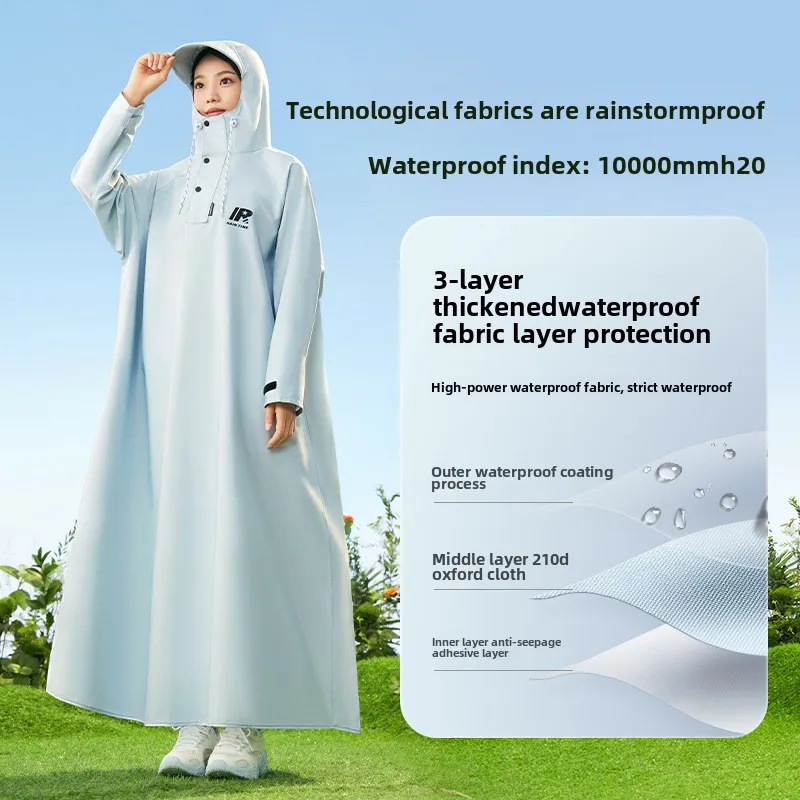Thicken Oxford Waterproof Rain Gear Rain Poncho Fashion Rain Coat One-piece Long Raincoat Loose Oversized Hooded Rainwear