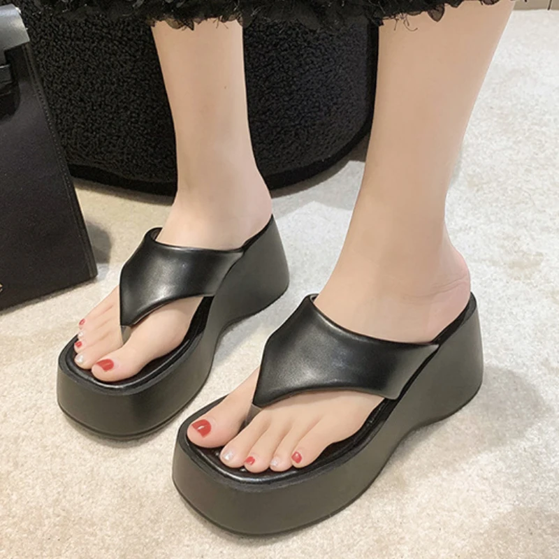 

Shoes for Women High Heels Sandals Summer Wedge Comfy Slippers 2024 New Anti Slip Flip Flops Lady Beach Slides Zapatos De Mujer