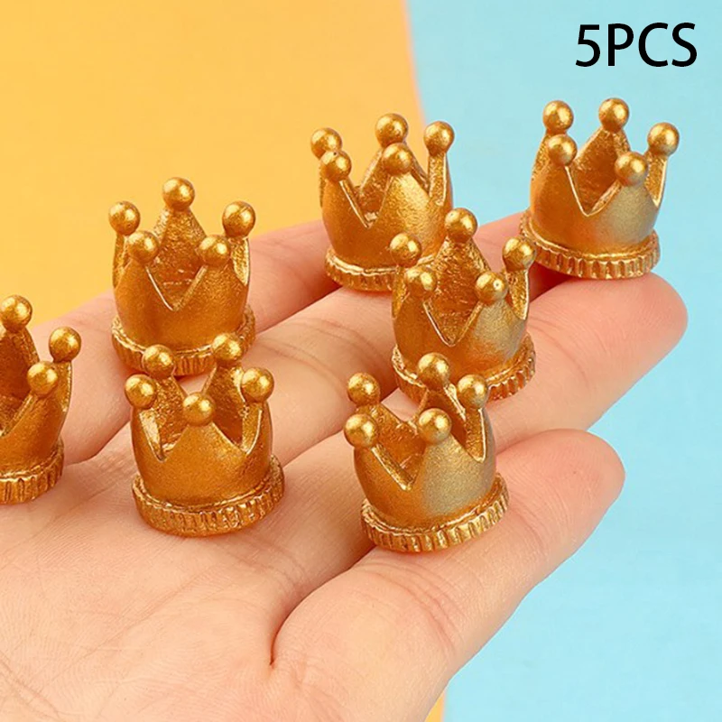 

5pcs Resin Kawaii Crown Miniature Figure Sculptures Figurines Decoration Dollhouse Decorative