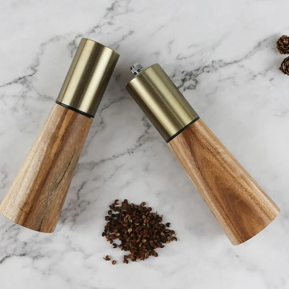 Salt and Pepper Grinder 1/2pcs Kitchen Tools Metal Acacia Wood Pepper Mill Stainless Steel/wood Spice Bottle