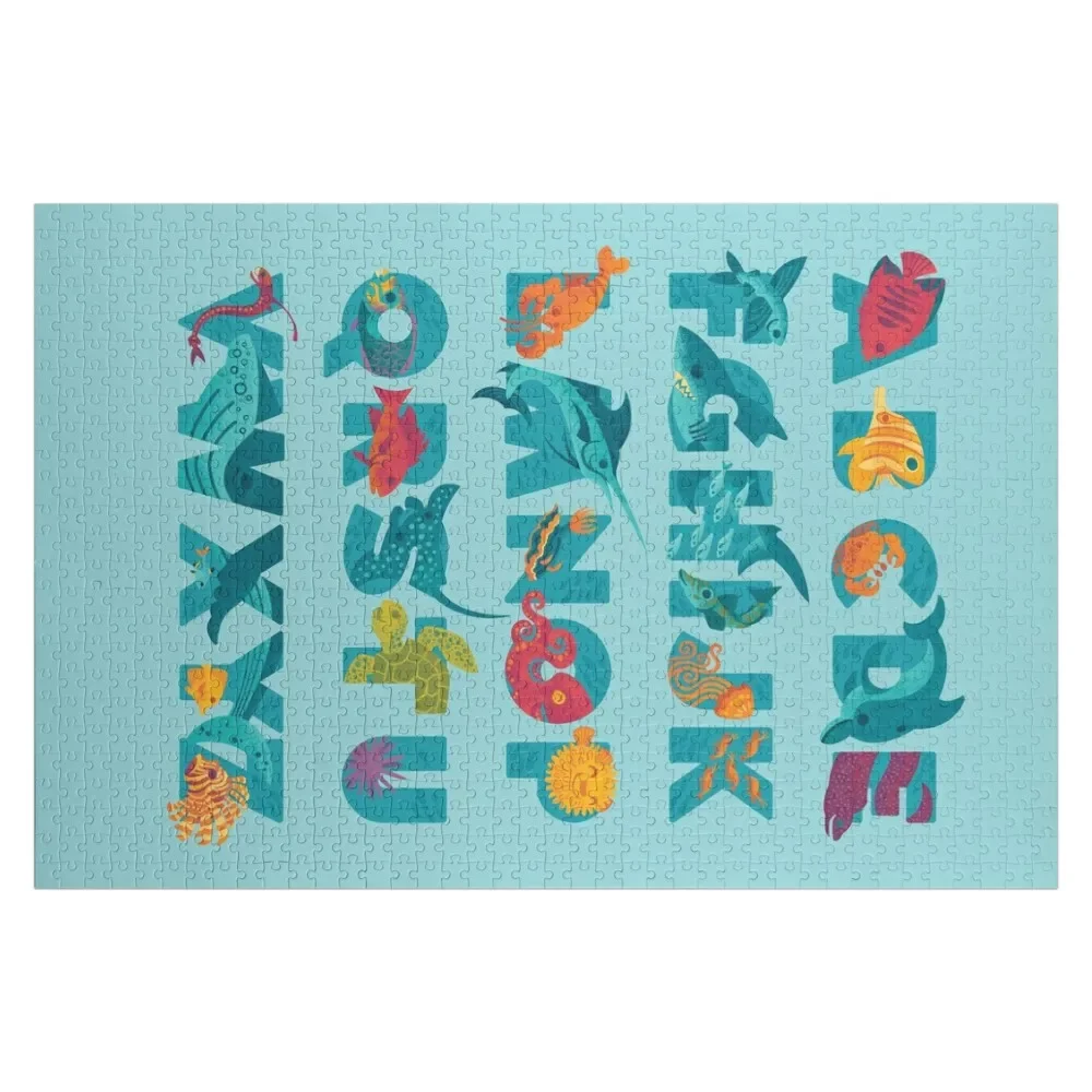 

Aqualphabet : Cyan Jigsaw Puzzle Photo Personalized Gifts Custom Child Gift Wood Adults Custom Gift Puzzle