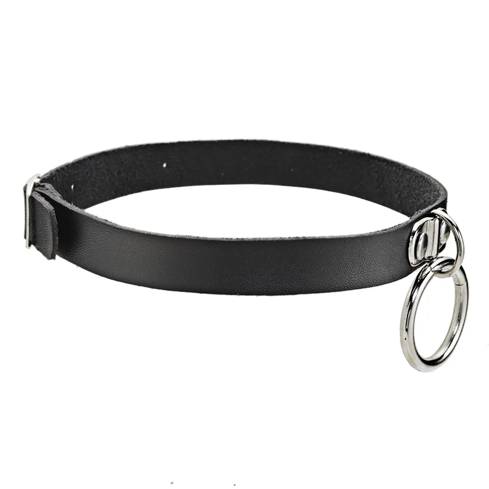 Collana Girocollo Choker In PU Cuoio – Cerchio Nero Gotico Punk – Regolabile – Gioielli Vintage Per Uomo E Donna