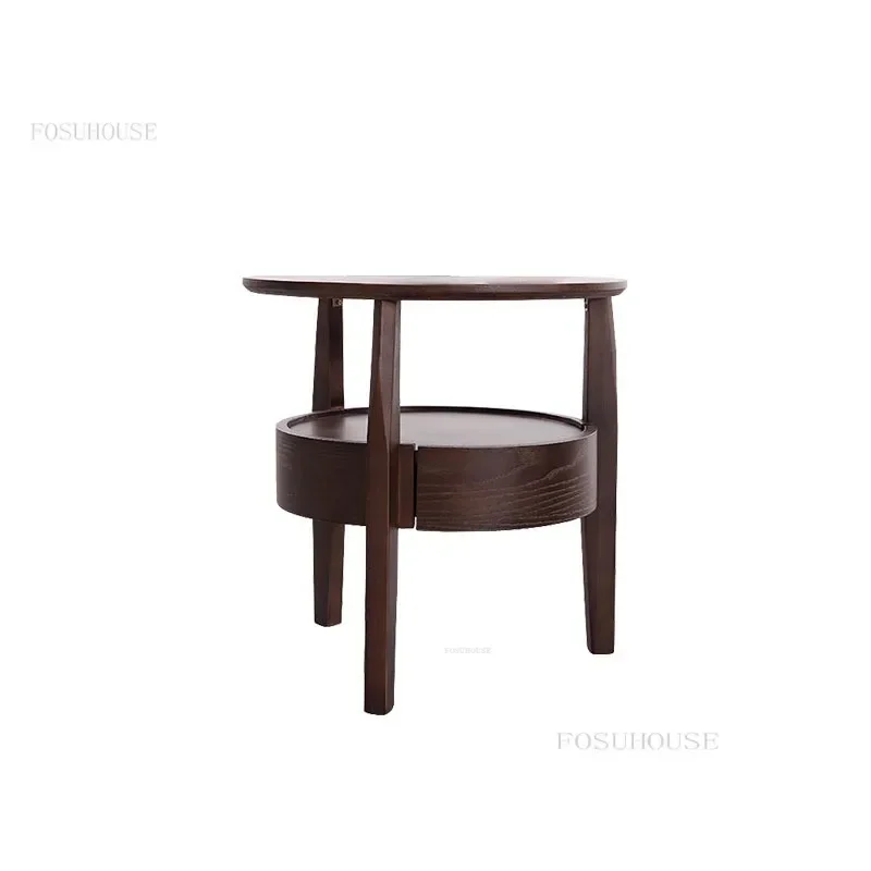 Nordic Solid Wood Nightstands for Bedroom Furniture Minimalist Designer Retro Bedroom Nightstand Solid Wood Side Table