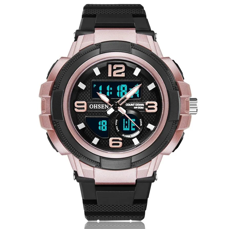 

Multifunctional Men Dual Display Wristwatches 50M Waterproof Casual Sport Silicone Watch Chronograph Shock Clock reloj hombre