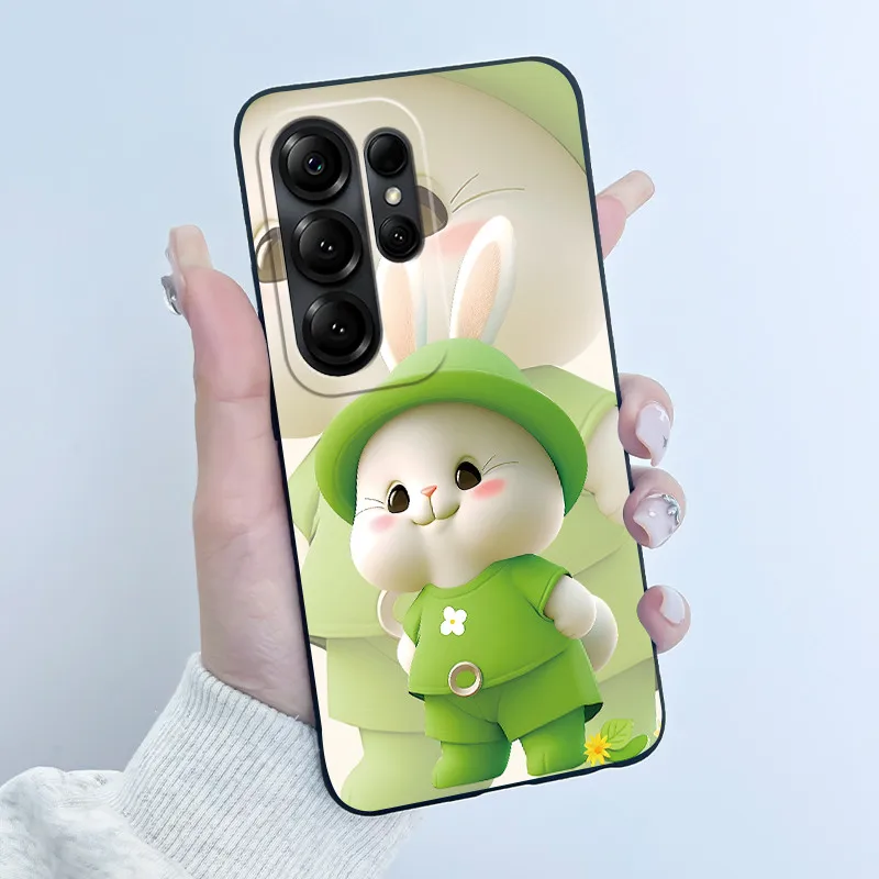 Luxury Cute Love Heart Rabbit Cartoon Funny Black TPU Soft Silicone Protective Phone Case