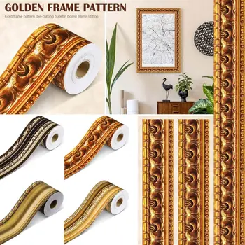 Fashion Self-Adhesive Border Decorative Sticker Vintage DIY Poster Border Stickers Gold Photo Frame Party Decoration 1