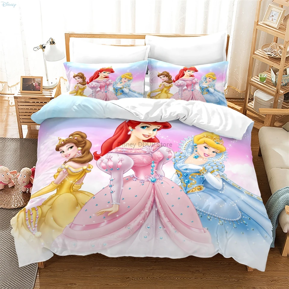 Hot Cartoon Disney Princess 3d Bedding Set Popular Mermaid Snow White Character Bed Linen Bedclothes Twin full Queen King Size