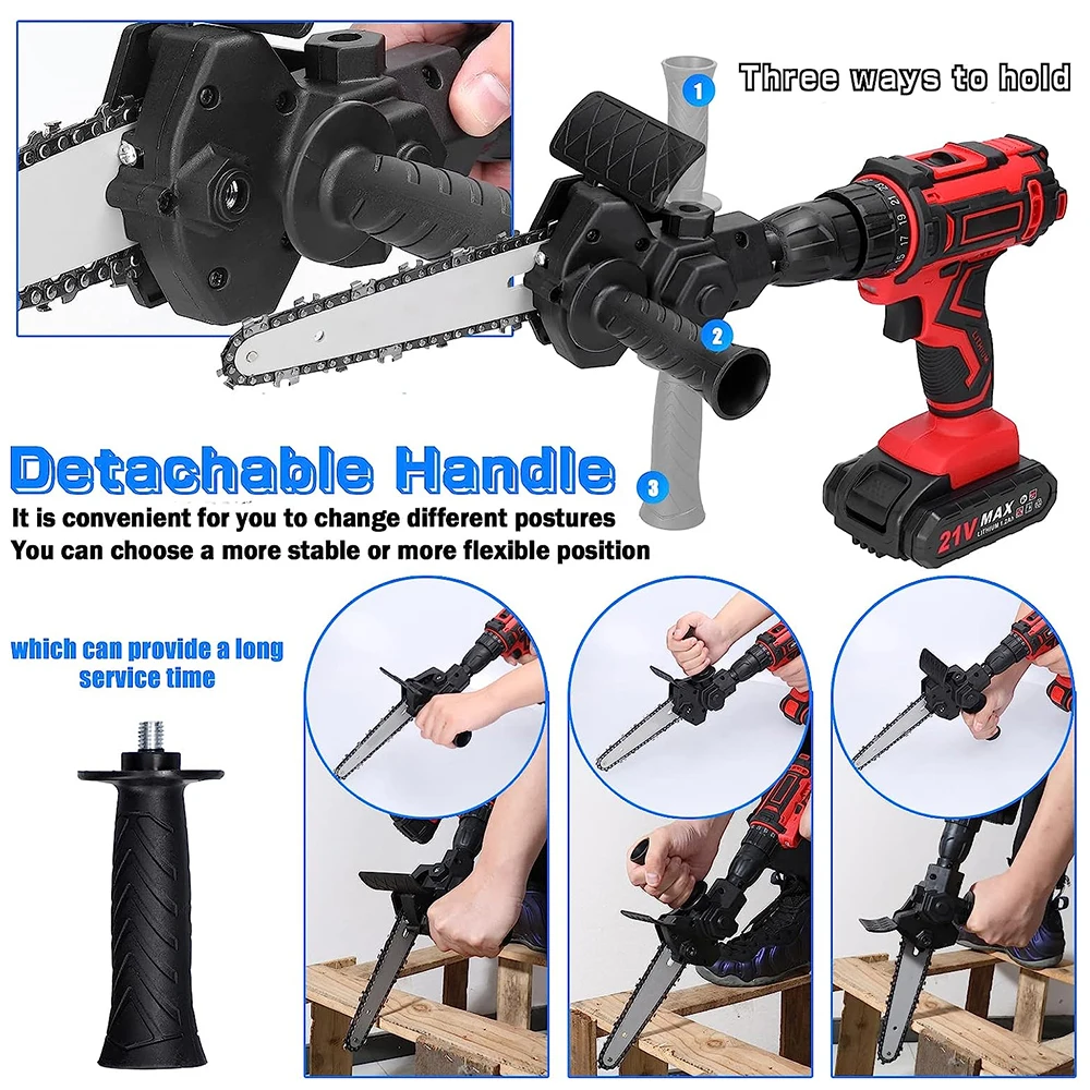 6-Inch Electric Drill Conversion Electric Chain Saw Adapter Tool, Home Portable Mini Chainsaw,Woodworking Trimming/Cutting Tools 5
