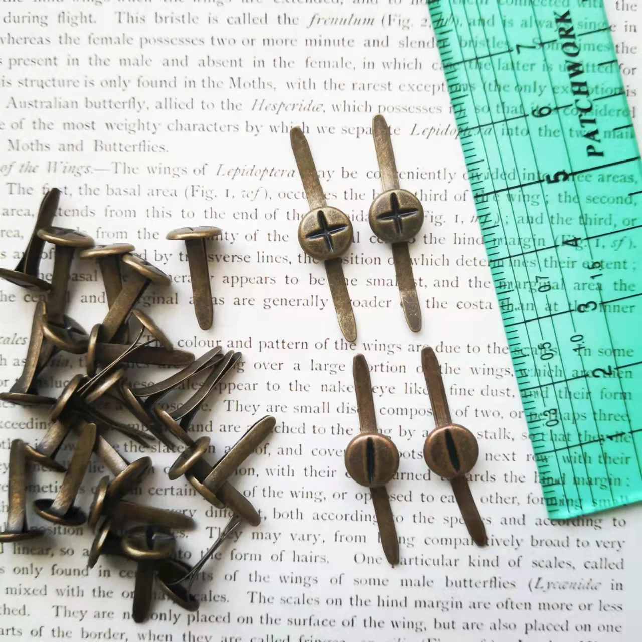MET000-50pics Retro Brads Symbol Brads for Diy Embellishment Scrapbooking JunkJournal Handmade Photo Album metal brads