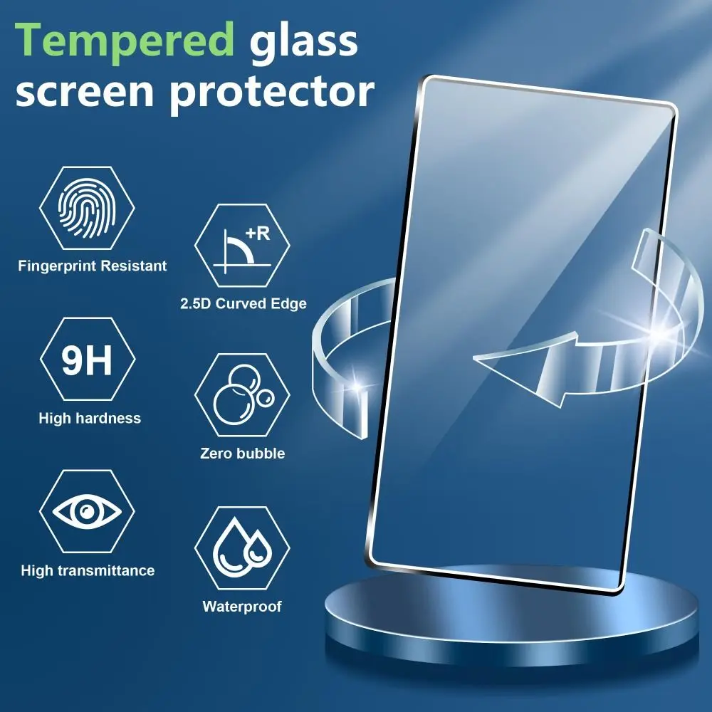 3-Pack HD 8-Inch Curved Edge Tempered Glass Screen Protector - Anti-Scratch & Anti-Fingerprint Protective Film