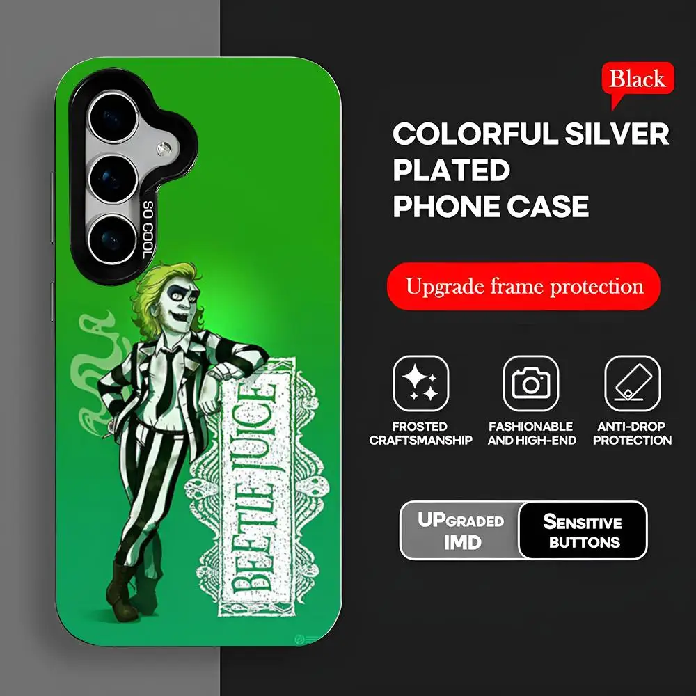 Funda para teléfono B-Beetlejuice 2, funda para S25, funda para teléfono IMD colorida, funda plateada adecuada para Amsung Galaxy S24 S23 S22 S21 S20 Plus U