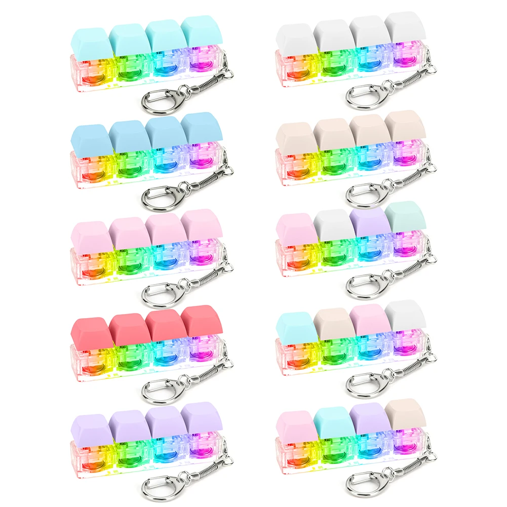 Keyboard Decompression Toys 4 Keys Button Stress Relief with LED Light Keyboard Cube Toy DIY for Adult Gifts To Relief Pass Time