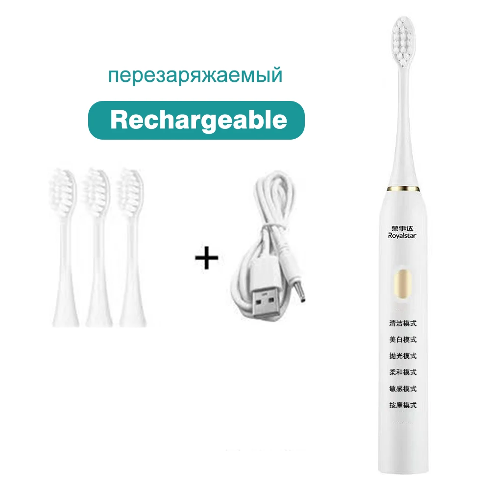 thumbnail image 1 of Cepillo de dientes eléctrico sónico para parejas, recargable, para adultos, resistente al agua, cepillo de dientes electrónico con patrón de dibujos animados para niños, 1 of 5