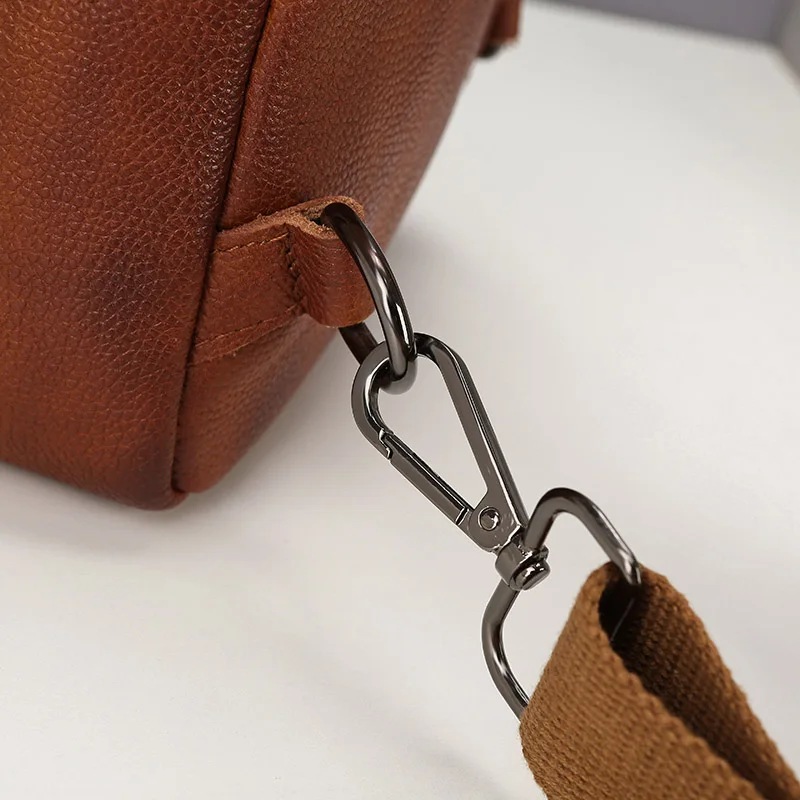 Luxury Designer Mens Genuine Top Grain Leather Chest Bag image 18