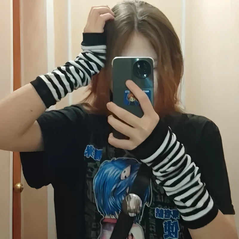 Y2K Elastic Outdoor Punk Long Fingerless Gloves Cuff For Women Men Hip-hop Glove Elbow Mittens Cool Stretch Winter Arm Warmer